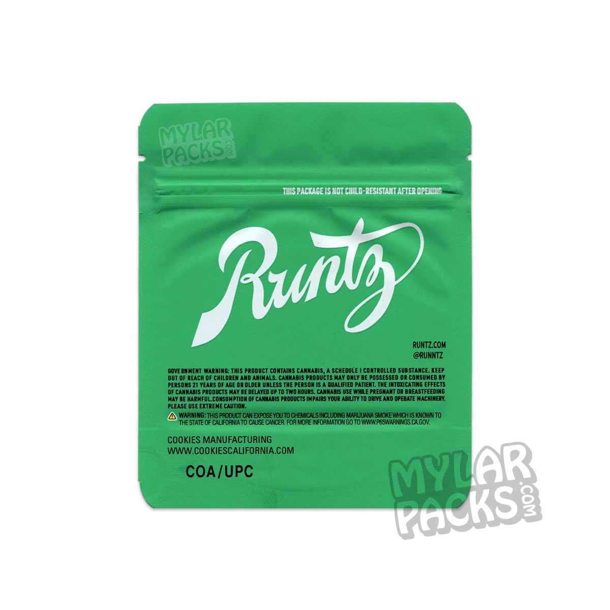 Runtz Apple 3.5g Empty Mylar Bag Flower Dry Herb Packaging